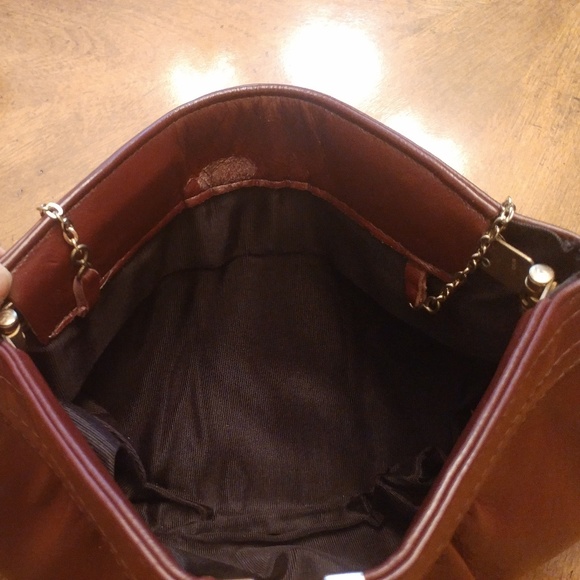 BROWN CLUTCH CROSSBODY CHAIN STRAP HANDBAG - Picture 6 of 6